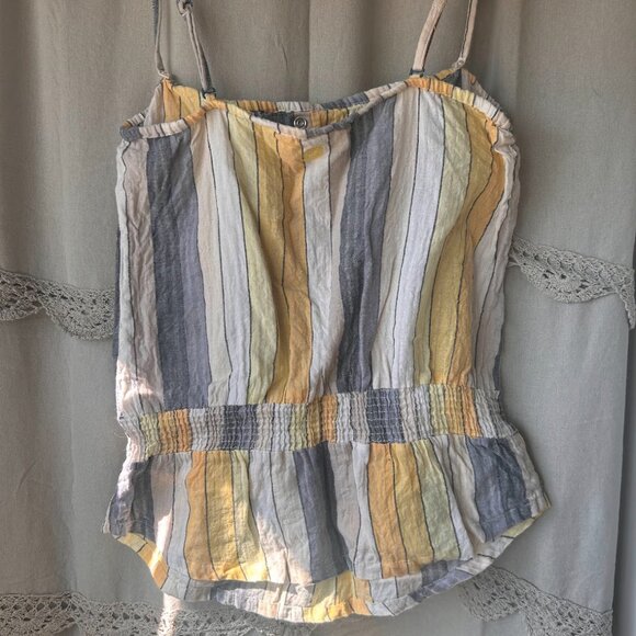 Billabong Womens Striped Tank Tube Top Removable Straps Snap Buttons - Picture 2 of 5